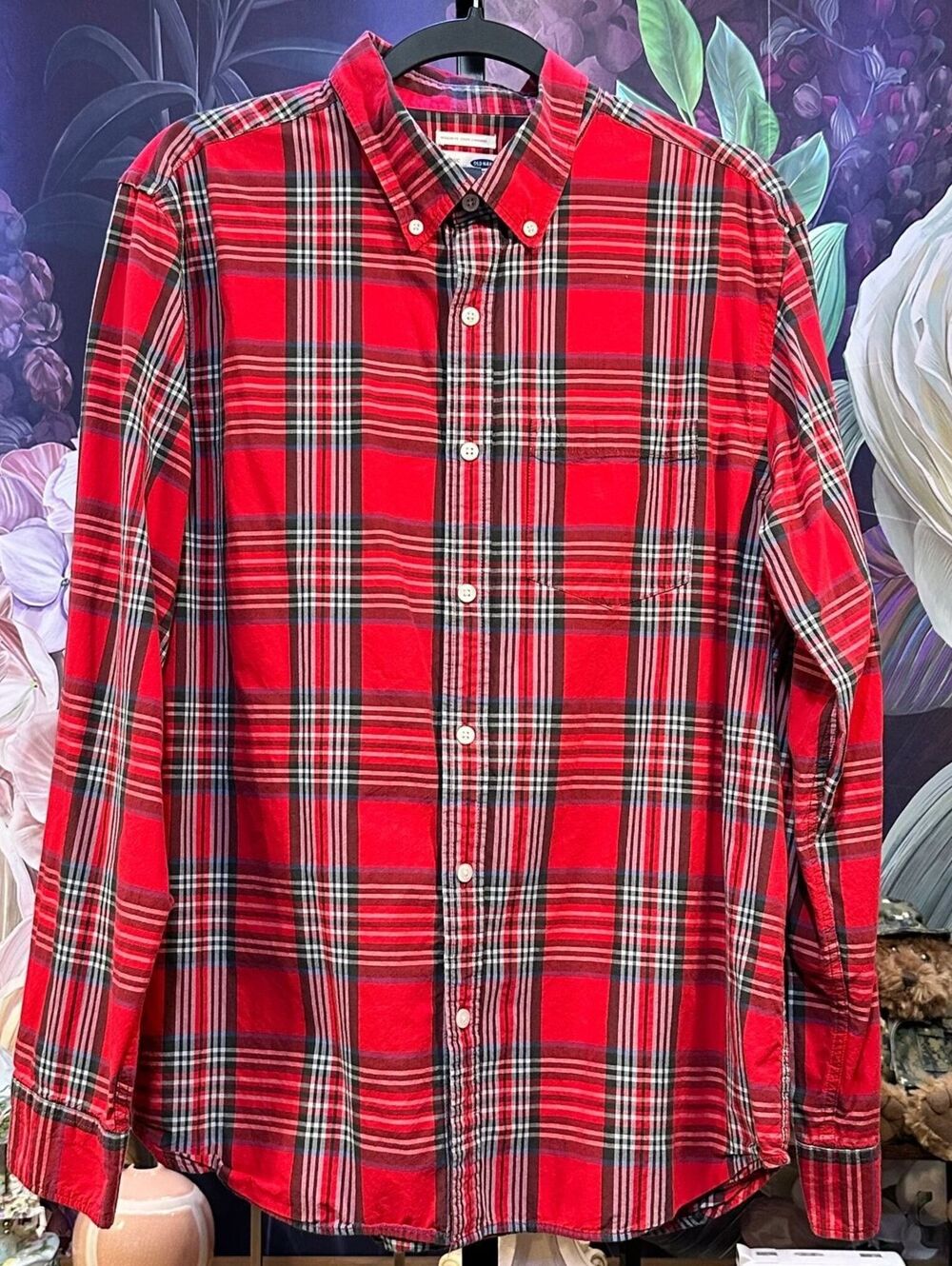 Old Navy L 100% Cotton Classic Fit Plaid Button-Down Shirt Casual Preppy Classic